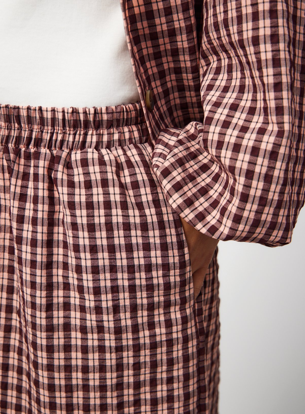 Pink Checked Barrel Trousers 6 - Image 4 thumbnail
